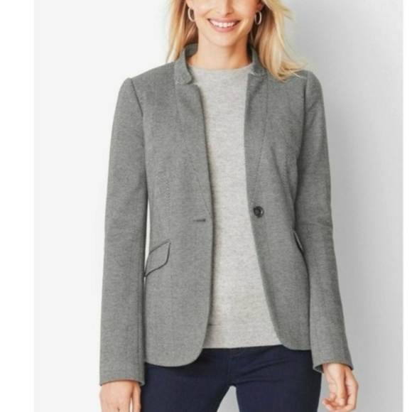 Talbots Jackets & Blazers - Talbots Aberdeen Herringbone Knit Blazer Jacket Cotton Blend One Button‎ 22
